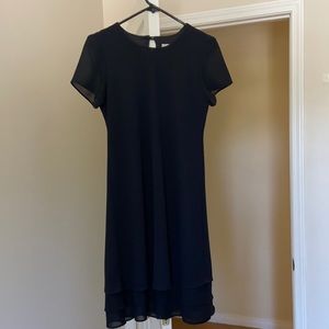 Jessica Howard black crepe dress with layered hem